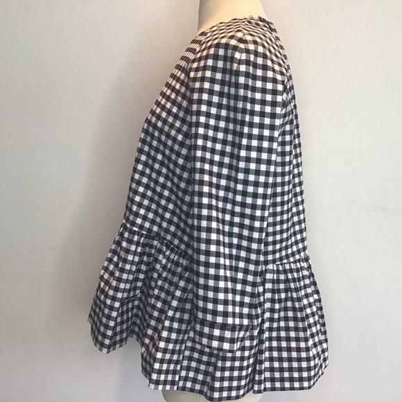 Victoria Beckham for Target Black and White Gingham Twill Peplum blouse Medium - Picture 8 of 11
